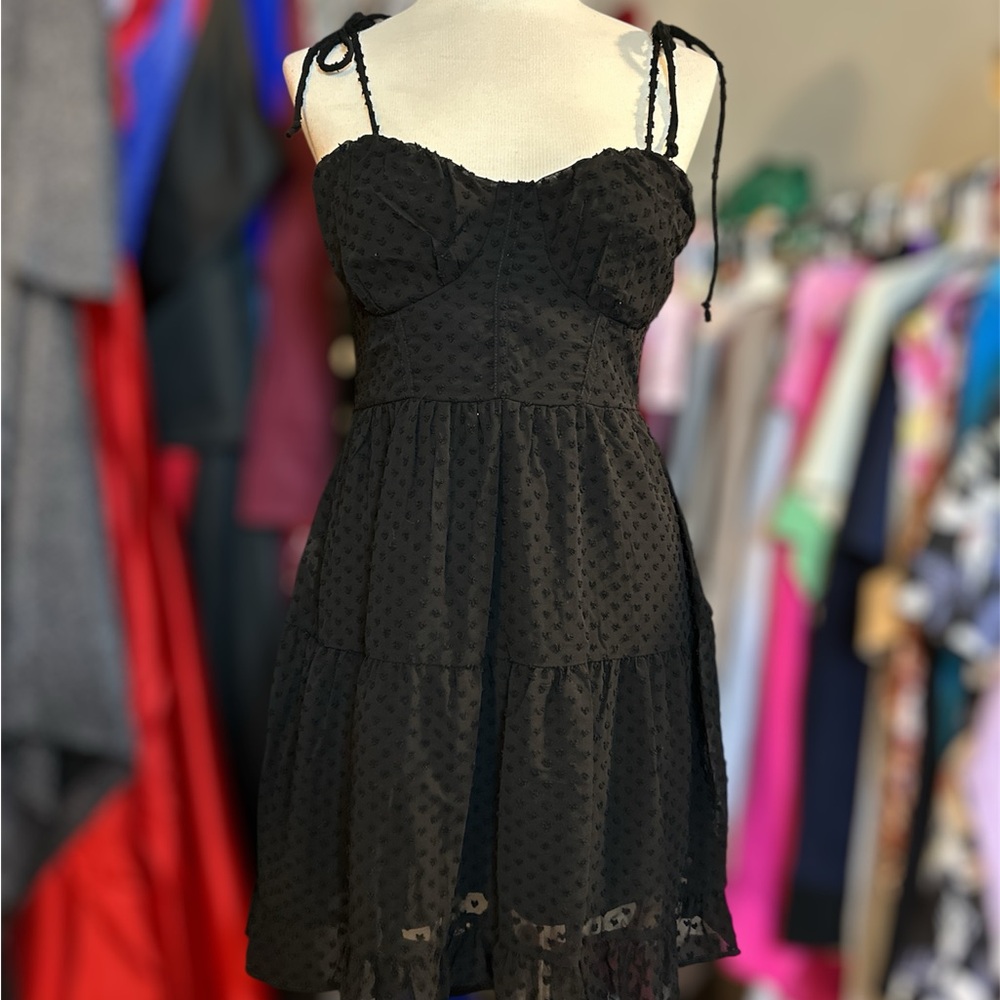 Wild Fable Black Textured Mini Dress